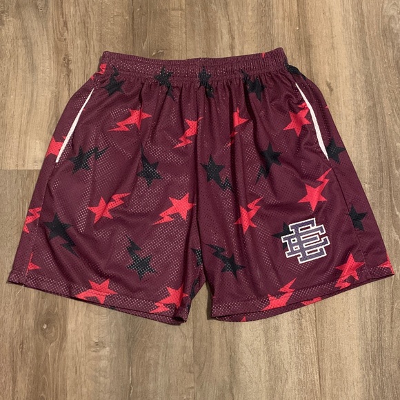 Eric Emanuel BapeBurgundy and Red Star Classic EE Basic Shorts